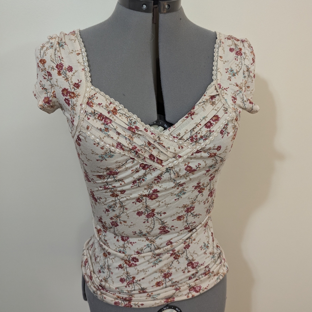 American Rag Cream Puff Sleeve Ruched Blouse